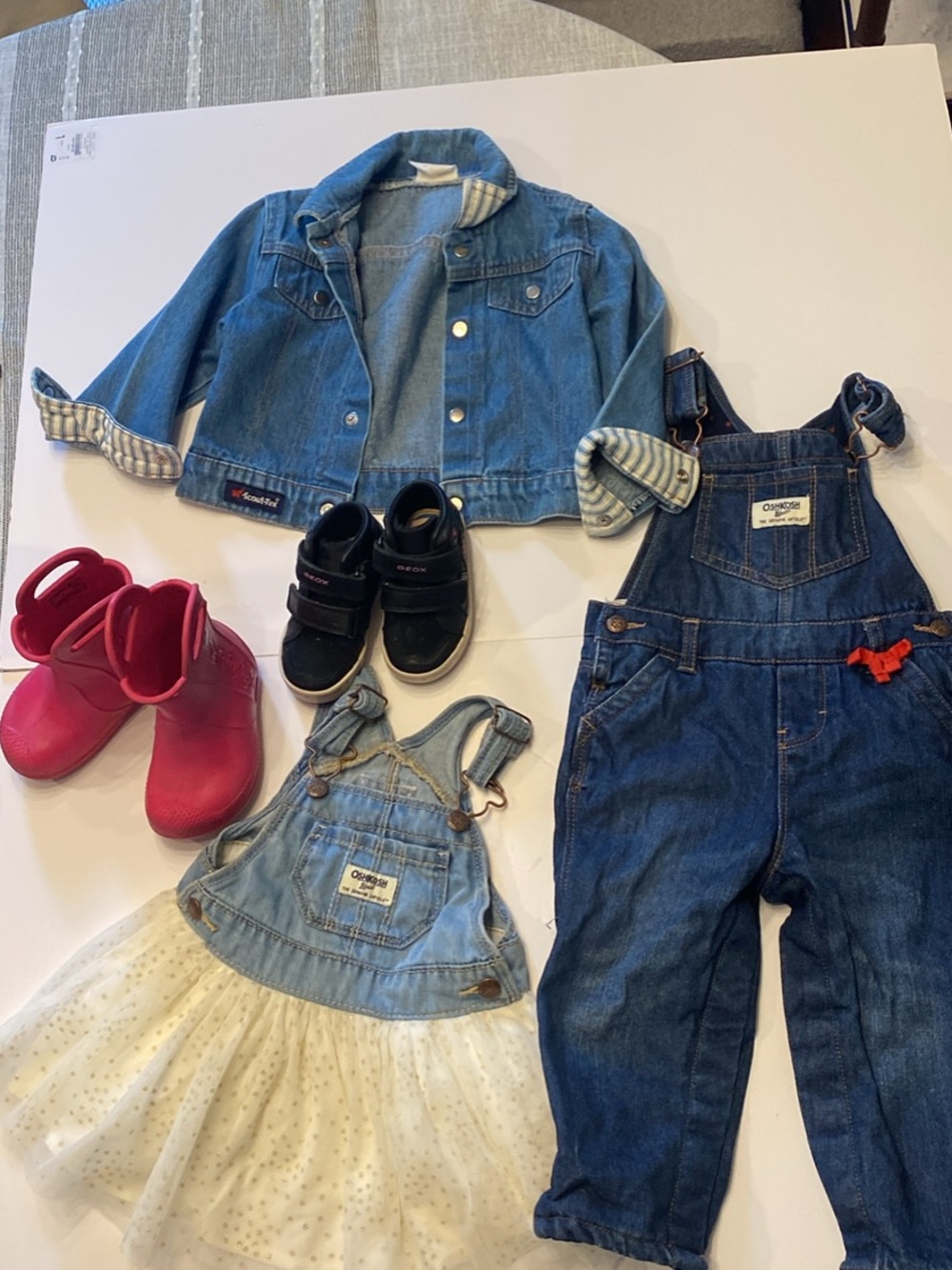 OshKosh B'gosh Blue Denim Kids Overalls and Jacket Set